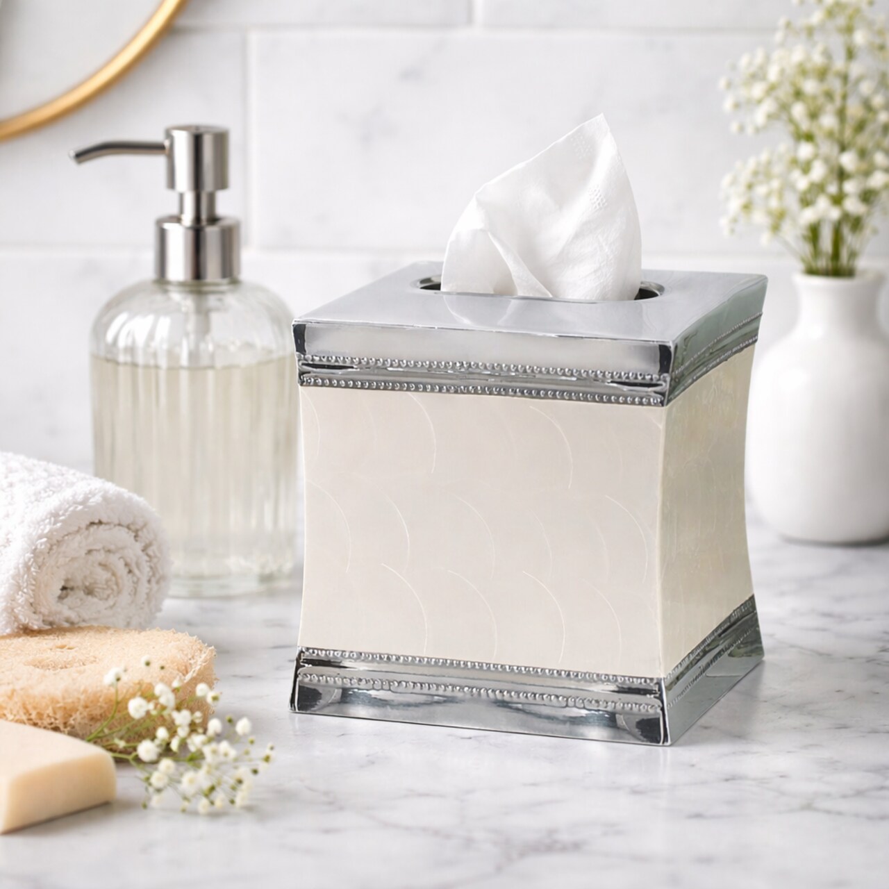 Tissue Box | Fantasy Stainless Steel Square Facial Tissue Box Cover Holder